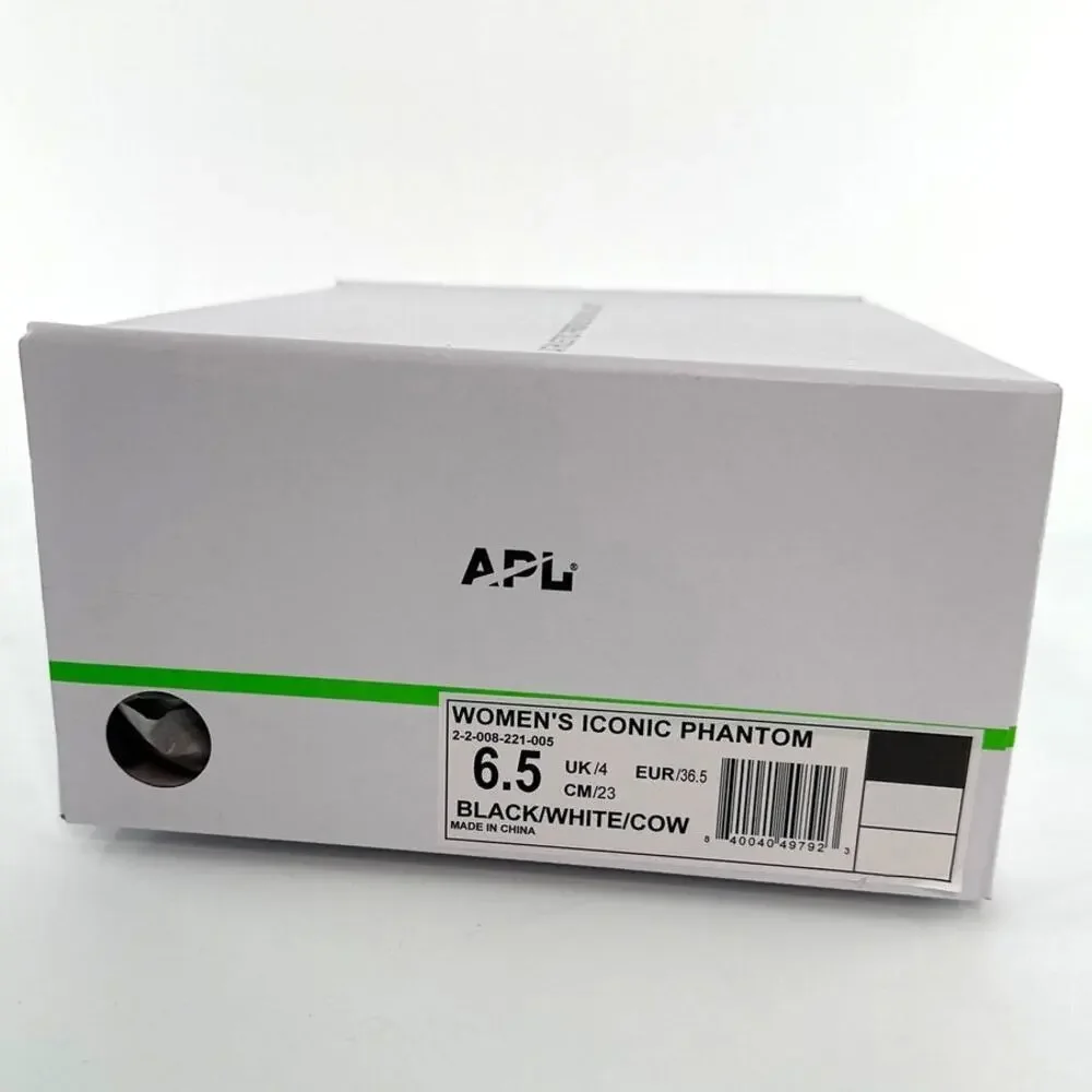 APL Women's Deep Brown White Cow Iconic Phantom Sneakers Size 6.5
